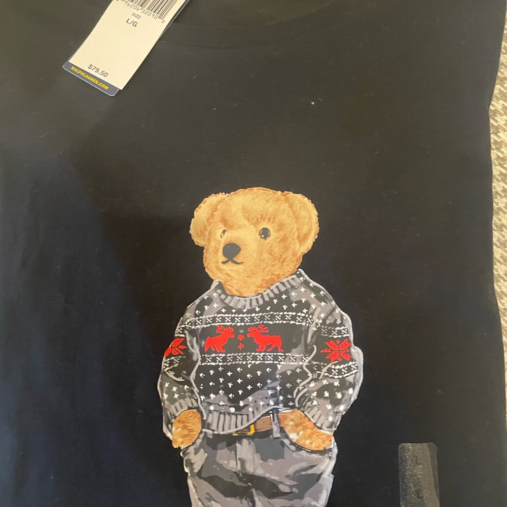 Men’s Polo RalphLauren Black, long sleeve shirt, size large with polo bear logo - Picture 1 of 5
